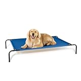 STARLATTA Elevated Dog Bed for Large Dogs,Raised Dog Cots,Indoor & Outdoor Cooling Waterproof Pet Hammock with Washable Breathable Mesh,Blue 50in