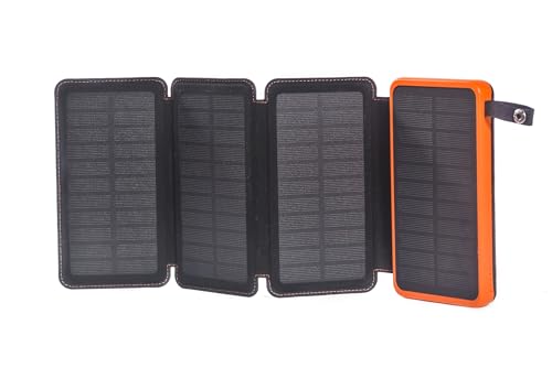 Solar Charger 20000mAh, Outdoor USB C Portable Power Bank with 4 Solar Panels, New 3A Fast Charge External Battery Pack with 2 USB Outputs Compatible with Smartphones, Tablets, etc. (Orange)