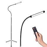 Floor Lamp for Living Room,Led Black Floor Lamp for Bedroom with Remote Control,10 Steps Brightness and Colour Adjustment Tripod Floor Lamp,10w Dimmable Flexible Reading Standing Lamp Tall Lamp