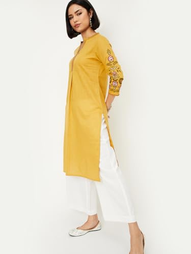 Image of Max Cotton Blend Women Kurta, Regular