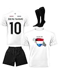 DE FANSHOP Kinder Herren Damen Personalisiertes Niederlande Fußball Trikot Set EM WM 2022 Jungen Männer Frauen T-Shirt mit Namen, EU5, XXL