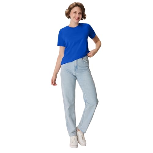Image of Hanes Women's Perfect-T Crewneck T-Shirt, Lightweight Cotton Short Sleeve Tee for Women
