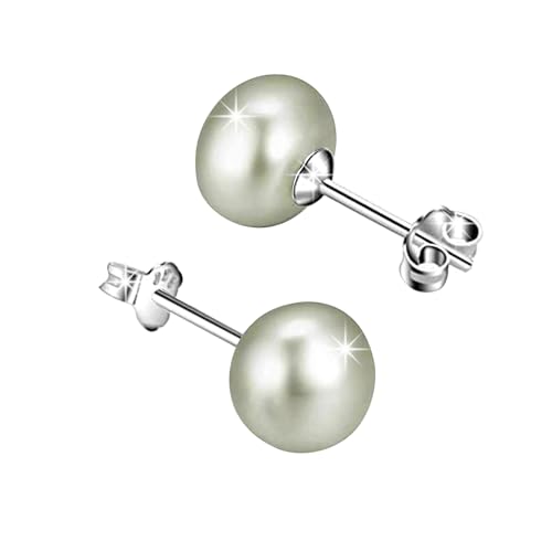 SIVYAA Fresh Water Pearl Earrings Set | Pure 925 Sterling Silver | High Lustre Real Pearl Studs| Gift Item for Women & Girls | 6 Month Warranty