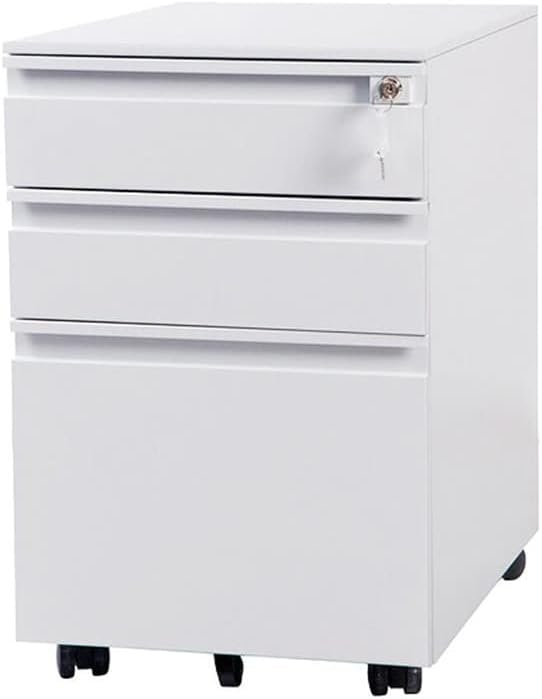 Sue Yzオフィスワゴン デスクワゴン サイドワゴン ラック 鍵付き キャスター付き 脇机 オフィス (ホワイト)