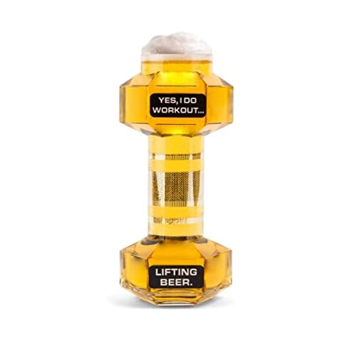 BigMouth Inc Dumbbell Beer Glass, Novelty Drinking Glass, Perfect for Beer Lovers, Funny Gag Gift for Gym Enthusiasts, 24 Oz Cover
