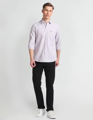 Image of Arrow Solid Slim Fit Mens Casual Shirts - 100% Cotton, Breathable & Comfortable, Full Sleeves Shirt for Men