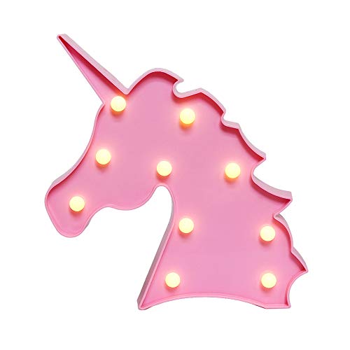 GUOCHENG Jolie veilleuse LED en forme de tête de licorne - Lampe de table - Décoration murale à suspendre - Pour chambre d'enfant, chambre d'enfant, couloir, fête de Noël, mariage - Rose pâle Cover