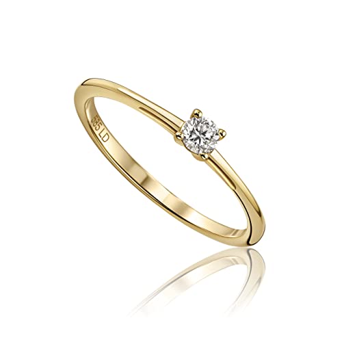 MIORE Diamant Schmuck Damen Solitär Verlobungsring mit 0.10 Ct Diamant...