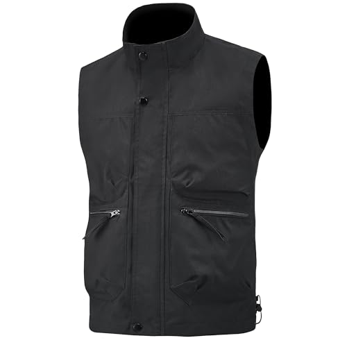 Hixiaohe Mens Vest Golf Outwear Windproof Lightweight Softshell Vest Photo Hiking Travel Work Sleeveless Jacket with Pockets3