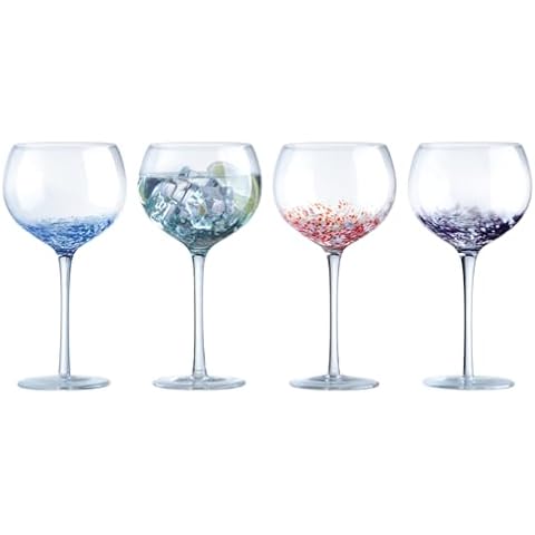 Anton Studio Designs Speckle Handmade Gin Glasses for Wine, Cocktails, or Water - 17 oz - Multi-colored - Set of 4 Elegant Cocktail Glasses Cover