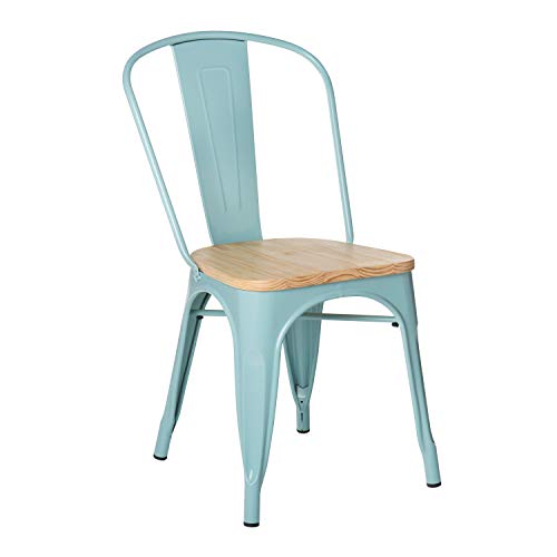 SKLUM Silla LIX Madera Madera - Acero Brillante Azul Isla Paraíso Madera Natural - (Elige Color)