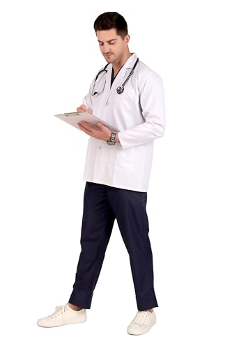Image of Men's Lab Coat for Doctors and Medical Students| Cotton Long Sleeves Medical Apron | 3 Pockets | Uniform for Doctors