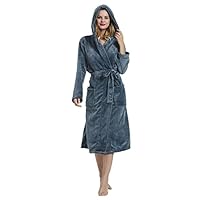 HEARTNICE Womens Dressing Gown, Soft Shawl Collar Warm Spa Dressing Gowns(Dark Grey,L/XL)