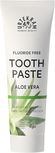 Dentifrice à l'aloe vera Urtekram sans fluorure bio et végétalien pour hygiène dentaire - Lot de 5 x 75ml