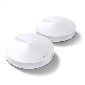 TP-Link Deco M5 1000Gbps Dual_Band Whole Home Mesh Wi-Fi, Up to 3800 sq ft Coverage, Works with Amazon Echo/Alexa and IFTTT, Wi-Fi Booster, Antivirus and Parental Controls Router(2-Pack), White