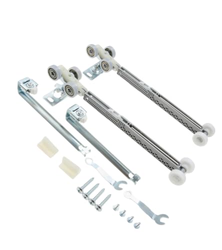 Kit de rodillos para puerta corredera empotrada bidireccional con cierre suave | con ruedas de bolas de nailon, compatible con kits Johnson 1060 y 1062, y rieles de series 100/134F/138F/2610F, ruedas triplas de bolas de nailon de 2 pulgadas miniatura 1