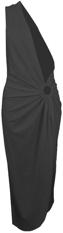 ホローアウト レディース ミディビーチドレス ホワイト ワンショルダー ノースリーブ 2022 夏 Y2K セクシー ドレス