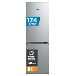 Comfee RCB169DS2(E) Kühl-/Gefrierkombination/150 cm Höhe/Low Frost/Einstellbare Kühlschranktemperatur/LED-L... kWh/Jahr/115L Kühlteil/59L Gefrierteil/Silber