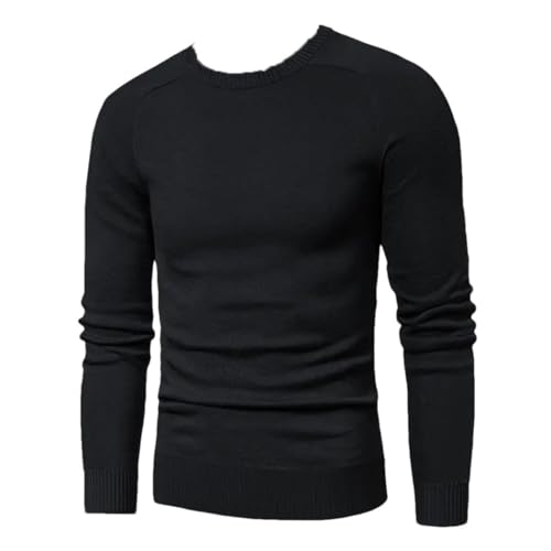 Men's Casual Cotton Knitted Pullover Sweater Round Neck Knitwear Polos Jersey