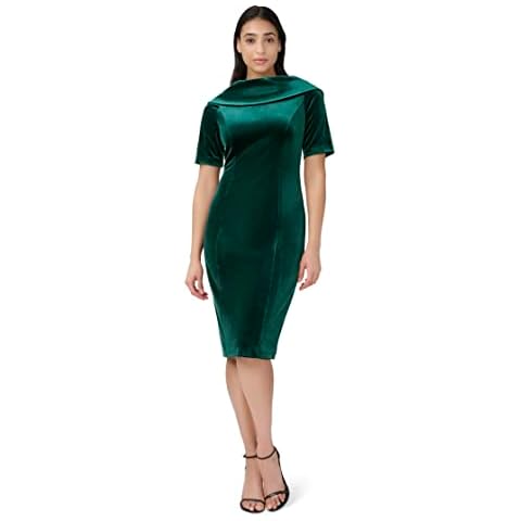 Adrianna Papell Vestido de Terciopelo con Cuello Enrollable para Mujer Cover