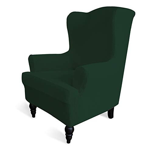 Image of Easy-Going Stretch Wingback Chair Sofa Slipcover Dark Green