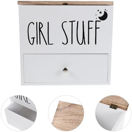 Kichvoe White Wood Tampon Holder Box for Bathroom Storage and Decor — view 7