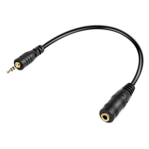 Electop 2.5mm Male OMTP to 3.5mm (1/8 inch) Female CTIA Stereo Audio Extension Cable, 4 Poles Audio Adapter, Support Mic/Headphone Function