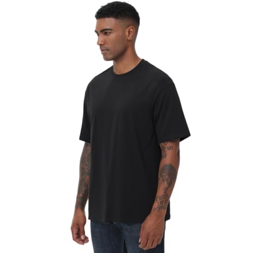 Image of KEEPSHOWING Mens Oversized Short Sleeve T-Shirts Cotton Loose Fit Tees