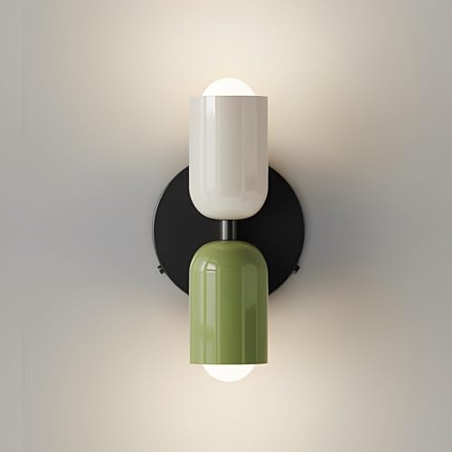 Applique Murale Moderne Nordique Vert et Blanc - Luminaire Éclairage Haut et Bas avec Douille G9 et Corps en Métal pour Chambre, Salon, Couloir, Escalier,...