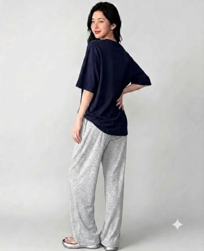 Image of DIAZ Women Co-ord Set for Girls | Stylish Two Piece Dress with Oversize Tshirt & High Waist Jogger|Trendy Cotton Blend Track Suit Set for Women | Casual /Travel & Lounge Wear Outfits