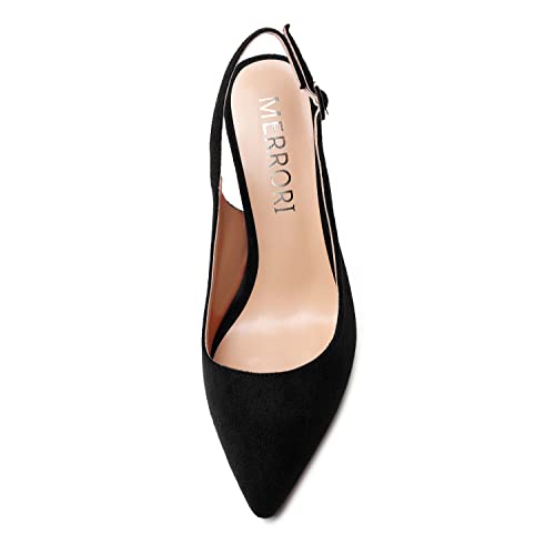 MERRORI Womens Slip On Block Elegant Suede Pointed Toe Bridal Dress Chunky High Heel Pumps Shoes 4 Inch3