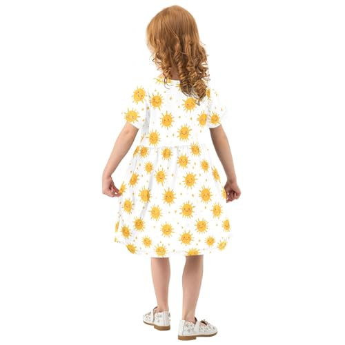 Sun Cute Prints Summer Girls Short Sleeve Dress Casual Dresses Beach Sundress for 2-8 Years3