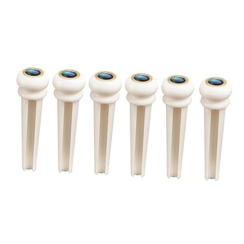FUNOMOCYA 6Pcs Acoustic Guitar Bridge Pins with Dot Inlay Durable Bone Replacement Parts Enhanced Vibration Transfer for Folk Guitar for Musicians and Enthusiasts