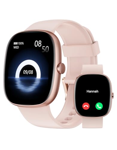HUAKUA Smartwatch Damen mit Telefonfunktion,1.85' Fitnessuhr Damen mit Pulsmesser/Schlamonitor SpO2/100+Sportmodi Schrittzähler Uhr,Fitness Tracker IP68 Wasserdicht Smart Watch für Android iOS Handy