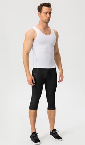 Queerier Men’s 3/4 Compression Pants Tights Leggings Sports Athletic Base Layer Running Workout Active Capris4