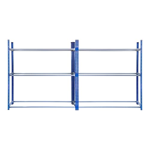 2 Stück Reifenregal Reifenständer Werkstattregal Schwerlastregal Lagerregal Autoreifen Regal Blau Grau 185 x 180 x 40cm 450kg Tragkraft Stahl 3 Stufen Höhenverstellbar Lagerlösung Schraubenlos