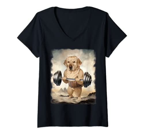 Donna Labrador Retriever Dog Muscle Training Sollevamento pesi Maglietta con Collo a V