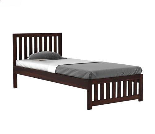 Image of KR Furniture Solid Sheesham Wood Single Bed | 6x3 ft Wooden Cot with Slatted Headboard & Footboard | Strong Frame Support | Modern Bedroom Bed for Home, PG & Hostel | Honey Finish
