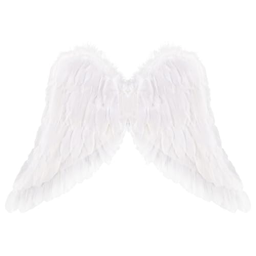 whitefeather Angel Wings Costume Accessories-Feather Wings for Adults, Lightweight Adjustable Fairy...