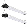 4FT 120W LED Shop Light Linkable, 13000lm(400w Equivalent), 5000K Utility Shop Lights for Garages, Workshops, Basements, Hanging or FlushMount, with Power Cord and Pull Chain, ETL, Black, 2 Pack
