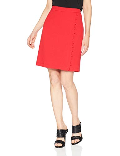 Nine West Women's Textured Crepe Aline Wrap Skirt Button Detail