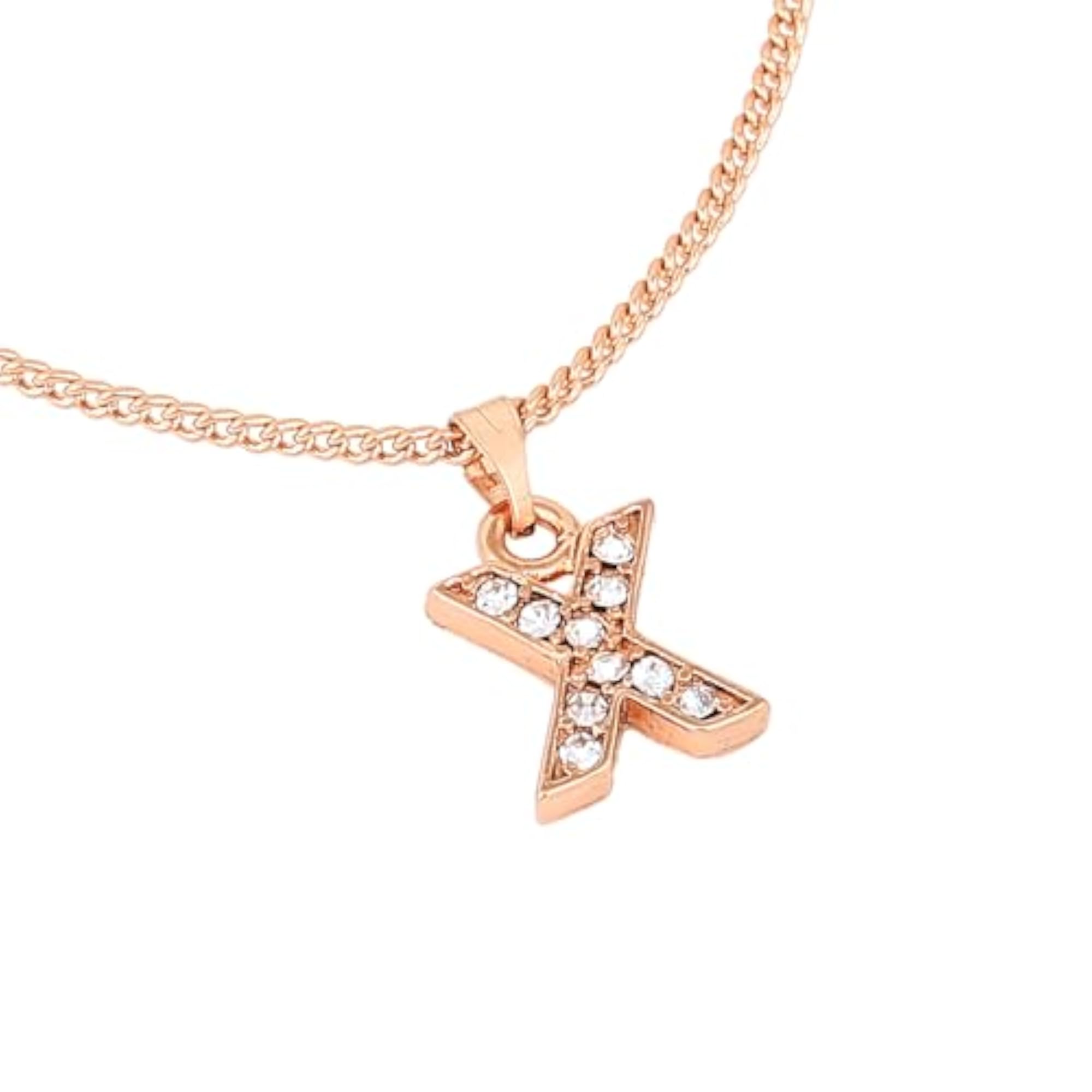 Rose Gold Plated Elegant Letter Pendant with Crystals