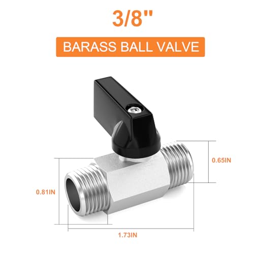 Image of GASHER 5PCS 3 /8 inchMNPT Nickel Plated Brass Mini Ball Valve | 3 /8 Inch Male x 3 /8 Inch Male Thread Shut Off Valve for Regulate Flow