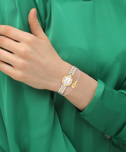 Image of Coach Sammy Women's 2H Quartz Watch Gift Set with Matching Adjustable Jewelry Bracelet - Oval Case - Minimalist Style - Gift for Her - 22.5mm