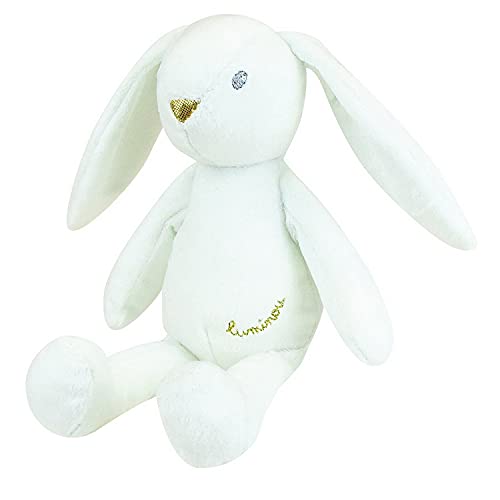 JEMINI Luminou Leuchtendes Plüschtier, natürlich, funktioniert ohne Batterie, +/-20 cm, Hase, weiß, weiß