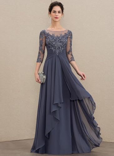 Loyeloy Women's Lace Mother of The Bride Dresses for Women 2025 Scoop Neck Chiffon Aline Formal Evening Gowns3