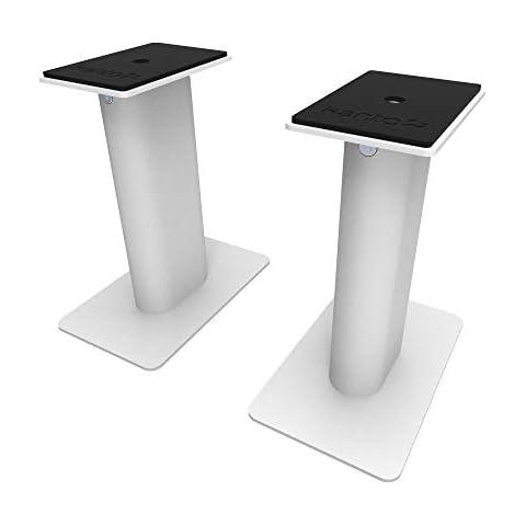Kanto SP9 Rising Desktop Speaker Stands for Small/Medium Bookshelf Speakers & Compact/Mid-Size 2”-4” Studio Monitors | 8.3" Tall | Rotating Top Plate | Hidden Cables | ¼”-20 Mounting | White | Pair Cover
