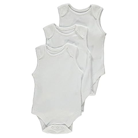 Baby Bodysuit/Babygrow/Vest 100% Cotton White Sleeveless Multipack 0-3-6-9-12 (Pack of 3) (3-6) Cover