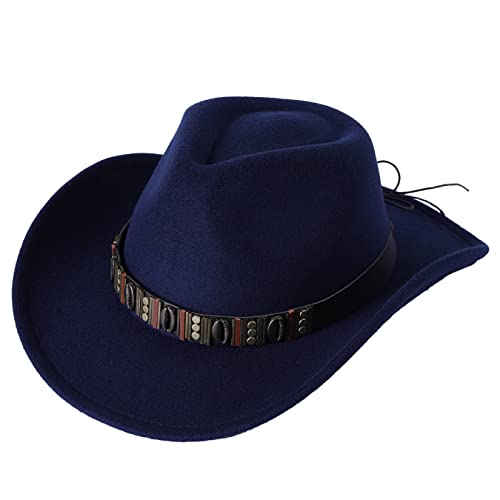 White Cowboy Hat For Women Men Vintage Western Wool Felt Cowgirl Hat Autumn Winter Keep Warm Wide Brim Outback Hat #TOP7