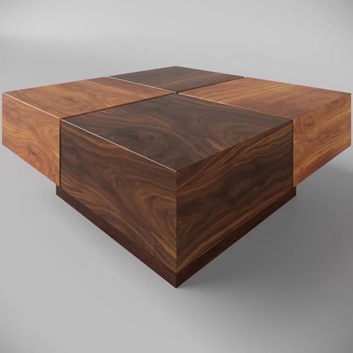 Image of Sheesham Wooden Center Coffee Table for Home Living Room | Tea Table | Sofa Center Table for Home & Office | Honey Plus Walnut Finish